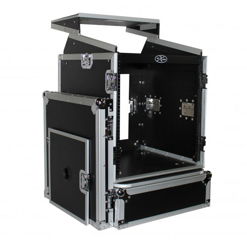 Pro X 12U Rack Front load x 10U Top Mixer DJ Combo Flight Case w/Laptop Shelf & Casters
