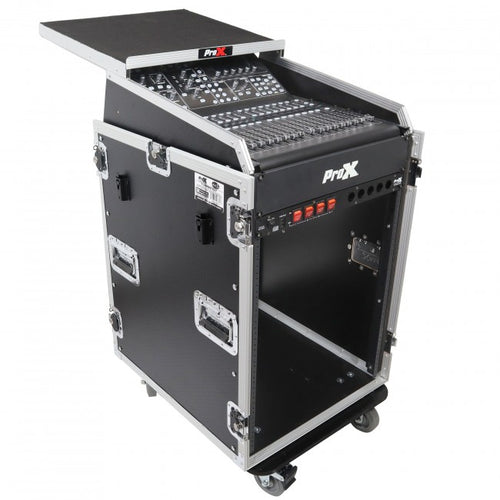 Pro X 16U Rack x 13U Top Mixer-DJ Combo Flight Case W-Laptop Shelf