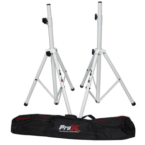 Pro X White Heavy-Duty All Metal Speaker Tripod Stand Set of 2