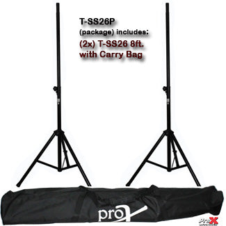 Pro X 8' All Metal Speaker Stand Set of 2 W/Carrying Case