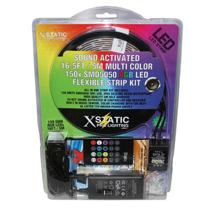 Pro X Xstatic 16.5'/5M 150 RGB LED strips W/ Power Supply, Wireless Remote & IR Controller