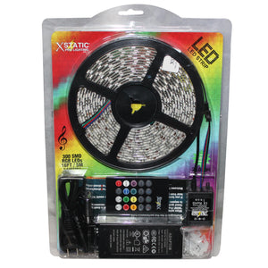 Pro X Xstatic 16.5'/5M 300 RGB LED strips W/ Power Supply, Wireless Remote & IR Controller