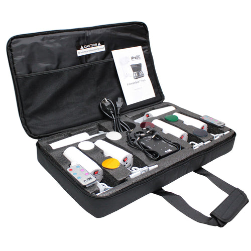 Pro X SimpleSpot Six Cordless Battery Powered PinSpots W-Case, Charger and Color Gel Filters