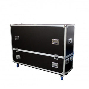 Pro X Flat Screen TV Road Case Holds Two 55"-70" TVs Adjustable Case W/ 4" Casters