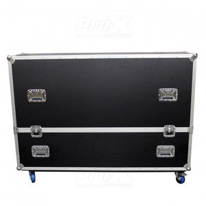 Pro X Flat Screen TV Road Case Holds Two 70"-80" TVs Adjustable Case W/ 4" Casters