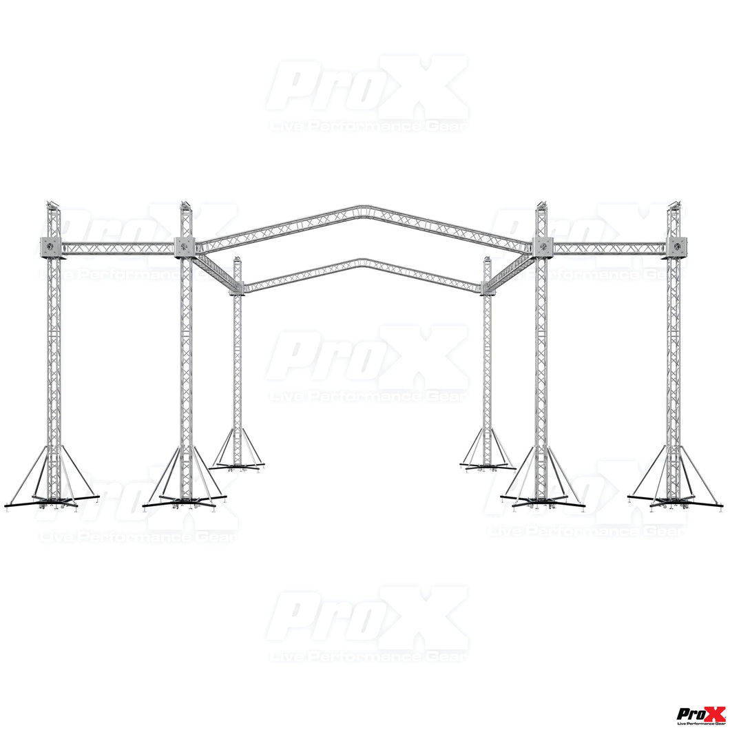 Pro X 12D Stage Roof W/ 7' Speaker Wings & 6 Chain Hoists | 30'W x 30'L x 23'H