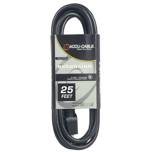 Accu-Cable 25' Power Extension Cord (12 Guage)