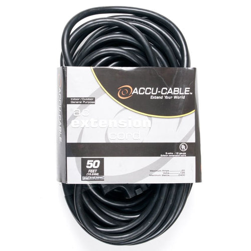 Accu-Cable 50' Power Extension Cord W/ Tri Tap (12 Guage)